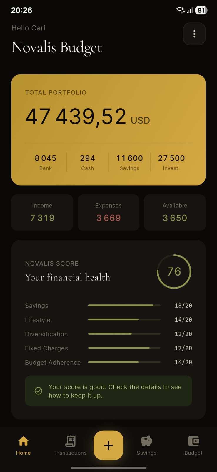 Portfolio view